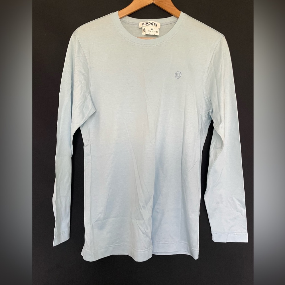 Escada Made in Italy Blue Longsleeve Top Logo 36